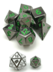 Little Dragon Mini Metal 7-die set - Glossy Black with Green Numbers